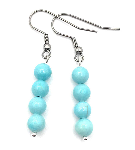 Blue Magnesite Gemstone Dangle Beaded Earrings from Scott D Jewelry Designs