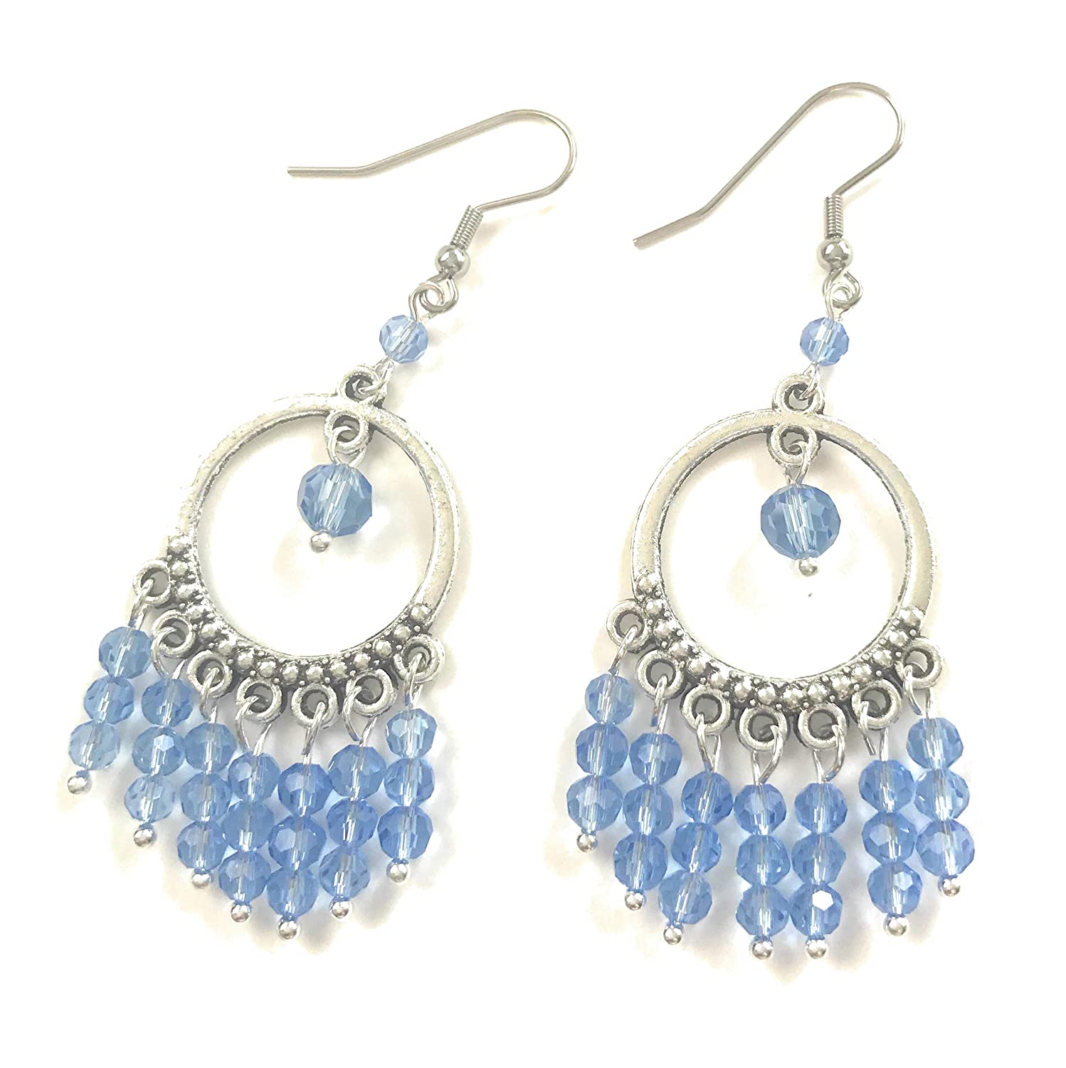 Blue Beaded Chandelier Earrings from Scott D Jewelry Designs