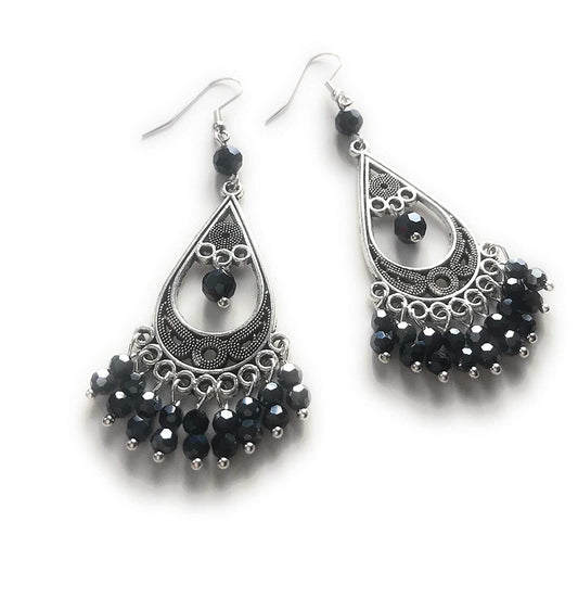 Midnight Blue Beaded Chandelier Earrings from Scott D Jewelry Designs