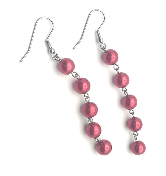 Red Faux Pearl Earrings
