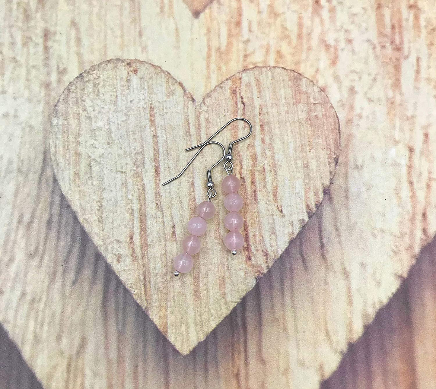 Rose Quartz Gemstone Beaded Dangle Earrings