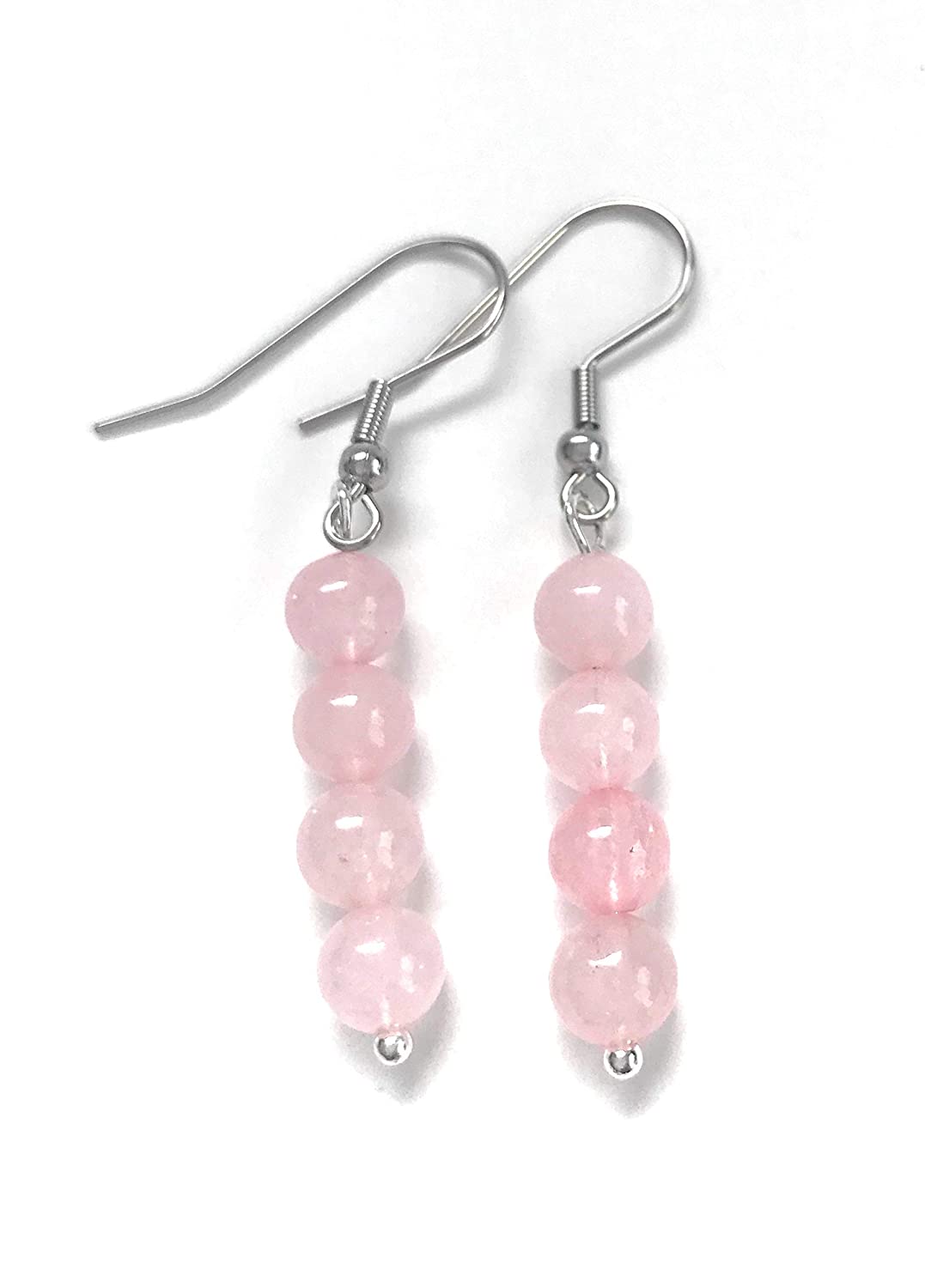 Rose Quartz Gemstone Beaded Dangle Earrings