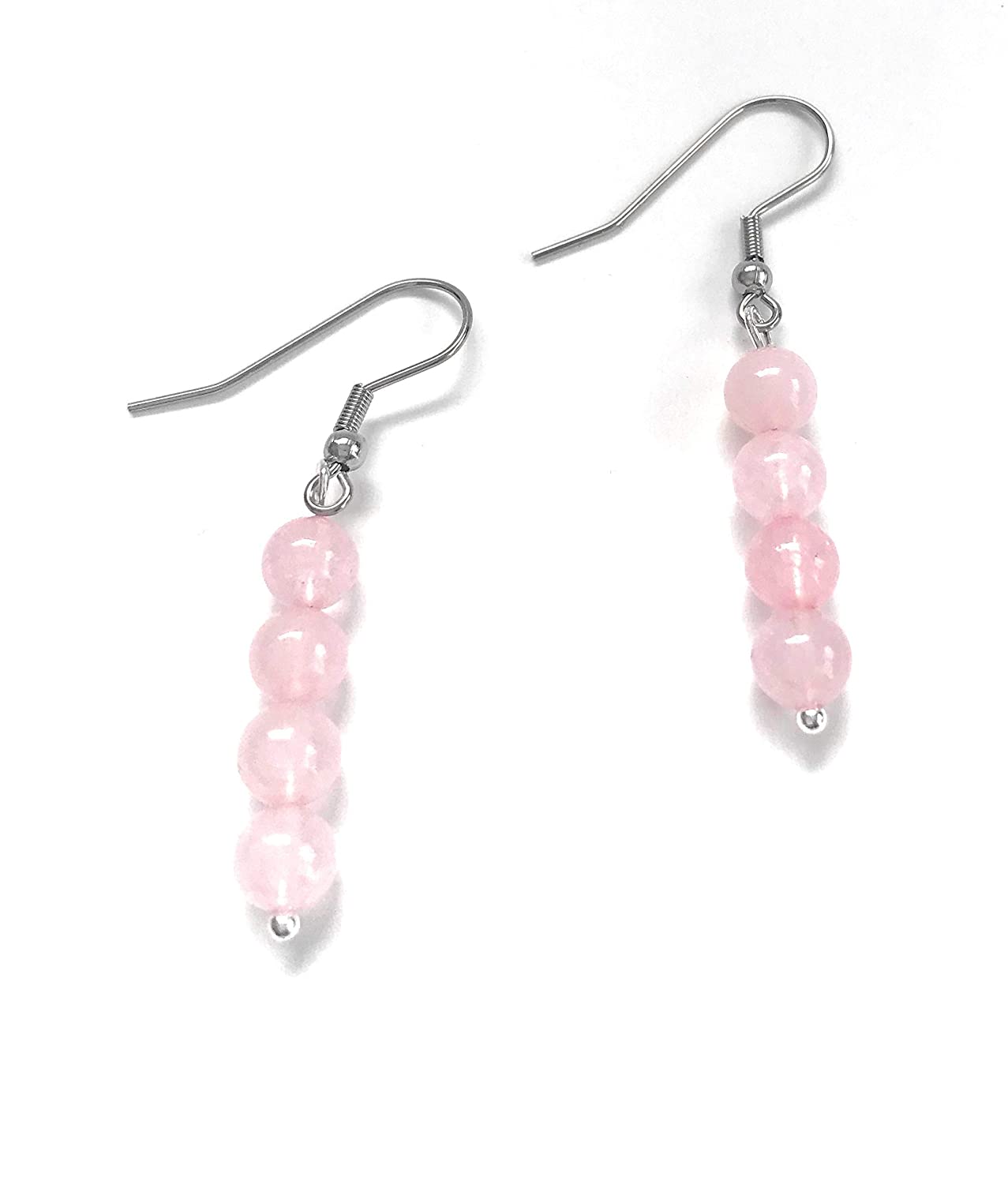 Rose Quartz Gemstone Beaded Dangle Earrings