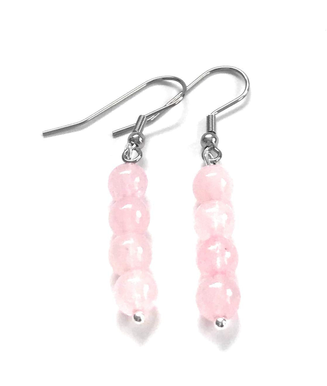 Rose Quartz Gemstone Beaded Dangle Earrings