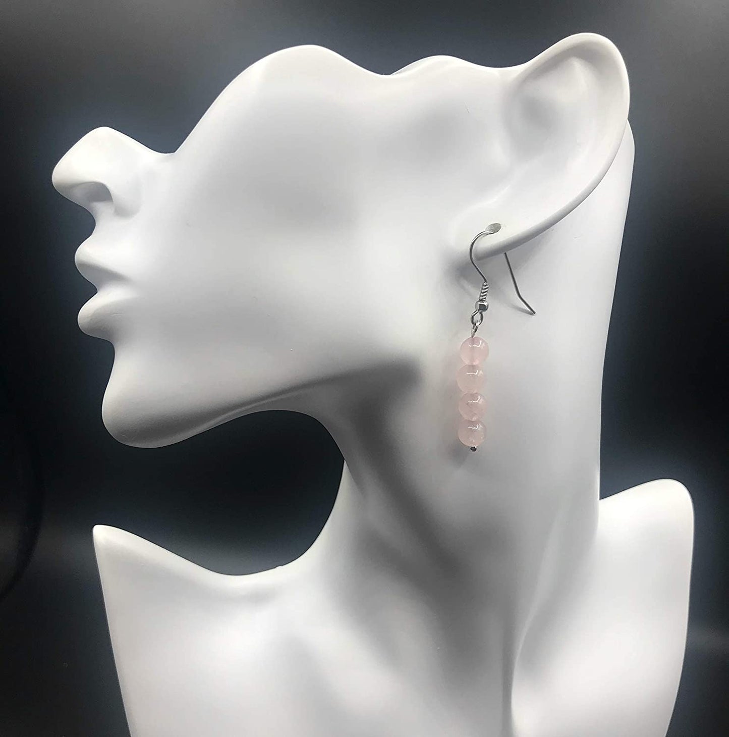 Rose Quartz Gemstone Beaded Dangle Earrings