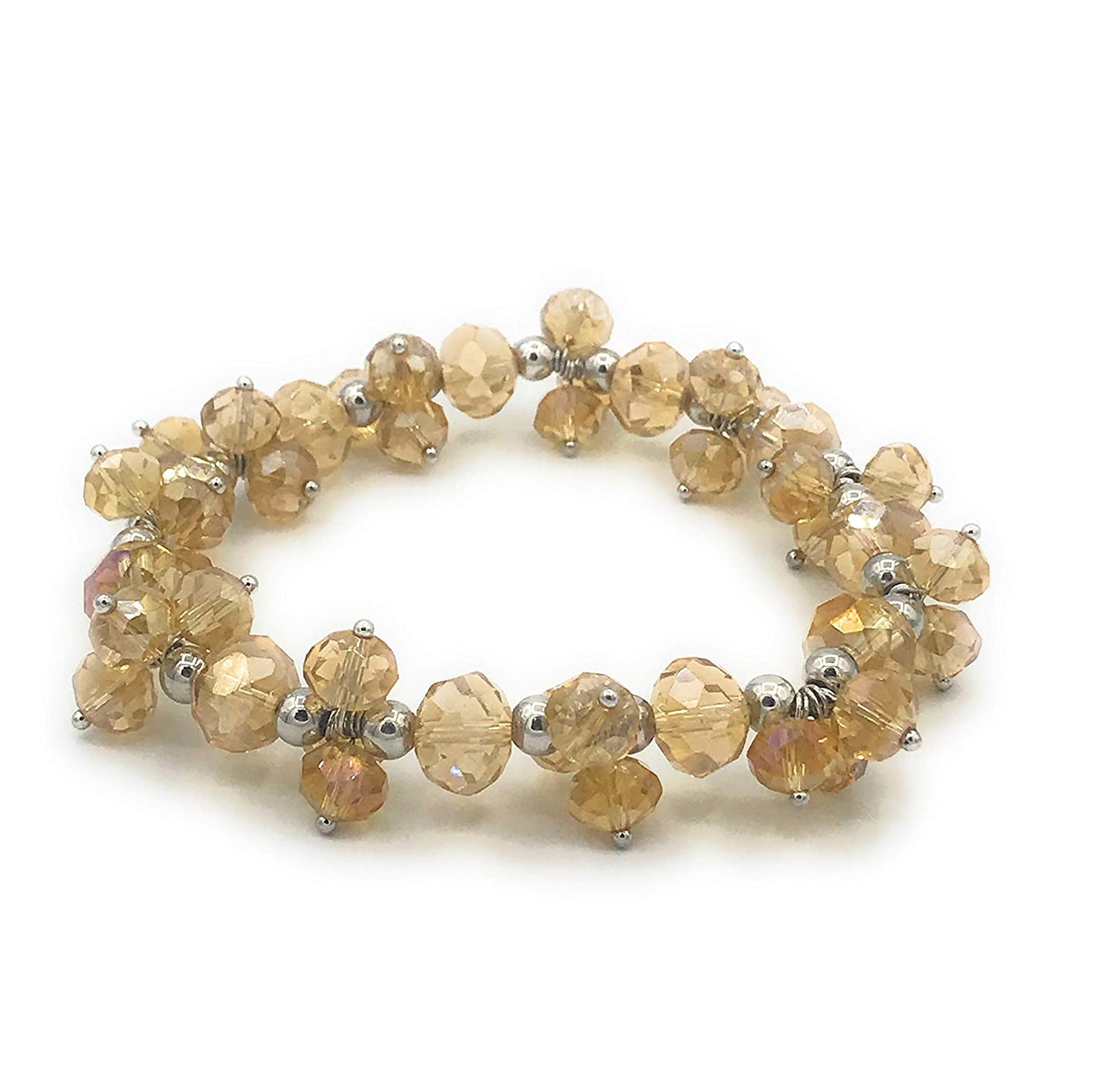 Topaz Yellow Beaded Cluster Stretch Bracelet Angled Sideways from Scott D Jewelry Designs