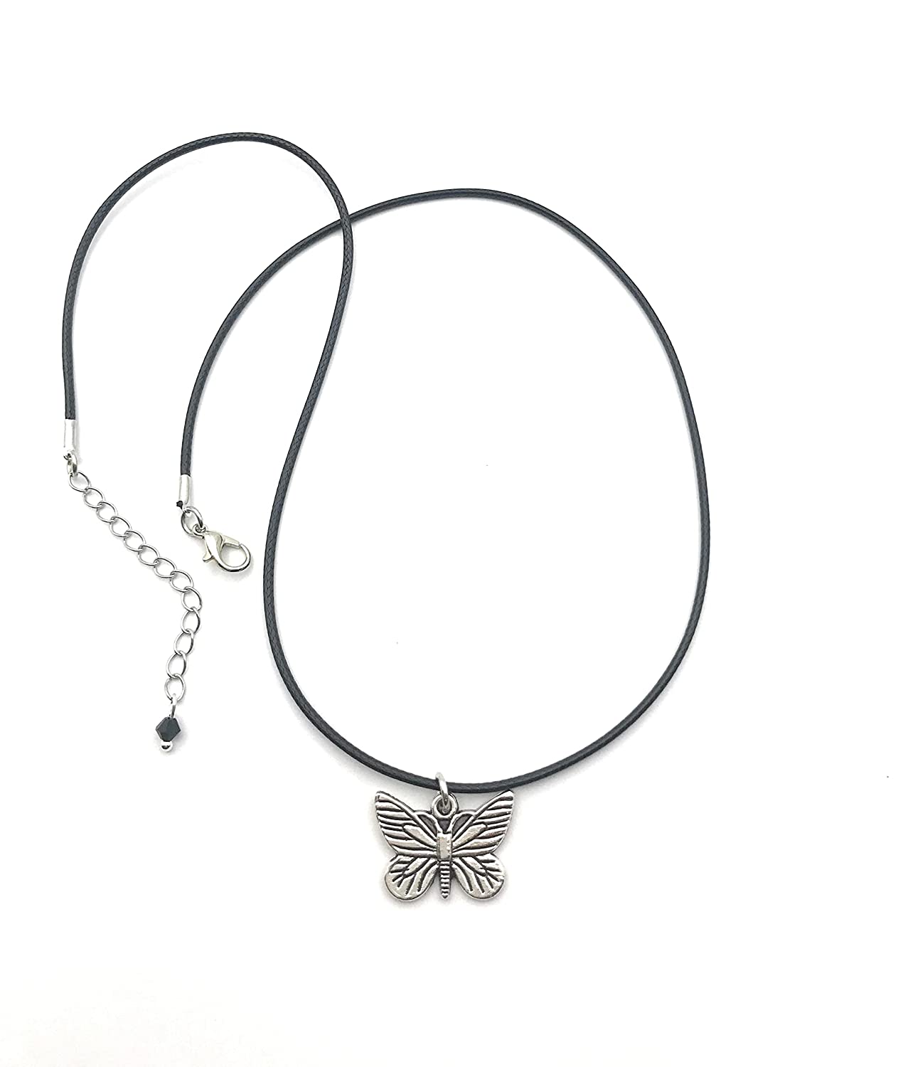 Necklace on a Cotton Cord with Butterfly charm from Scott D Jewelry Designs
