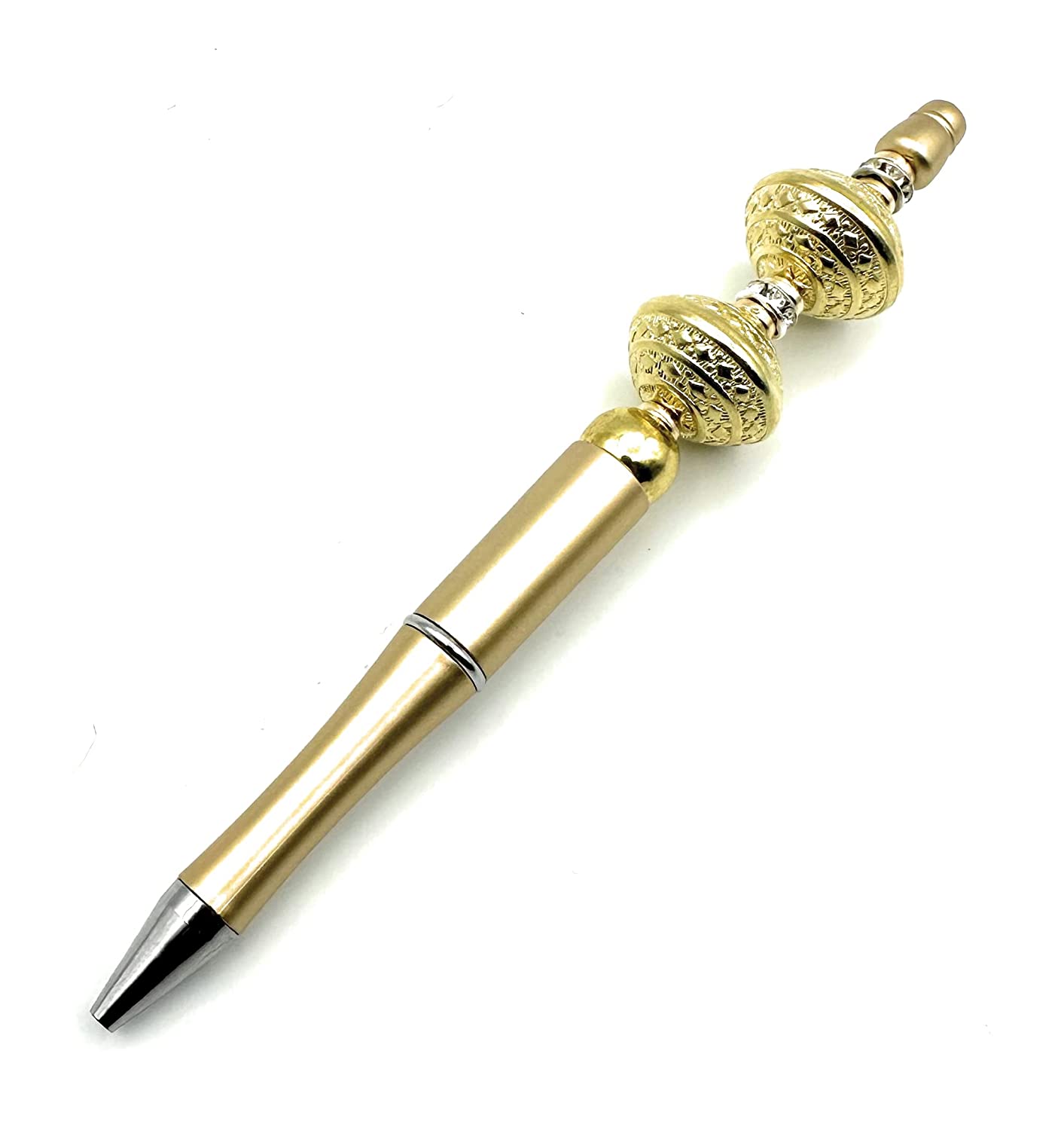 Gold Beaded Ink Pen Side view from Scott D Jewelry Designs