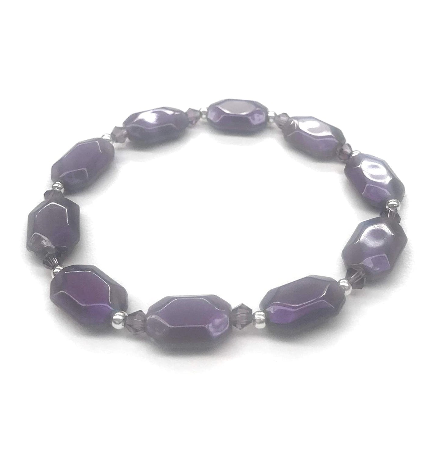 Purple Oval Bead Stretch Bracelet from Scott D Jewelry Designs