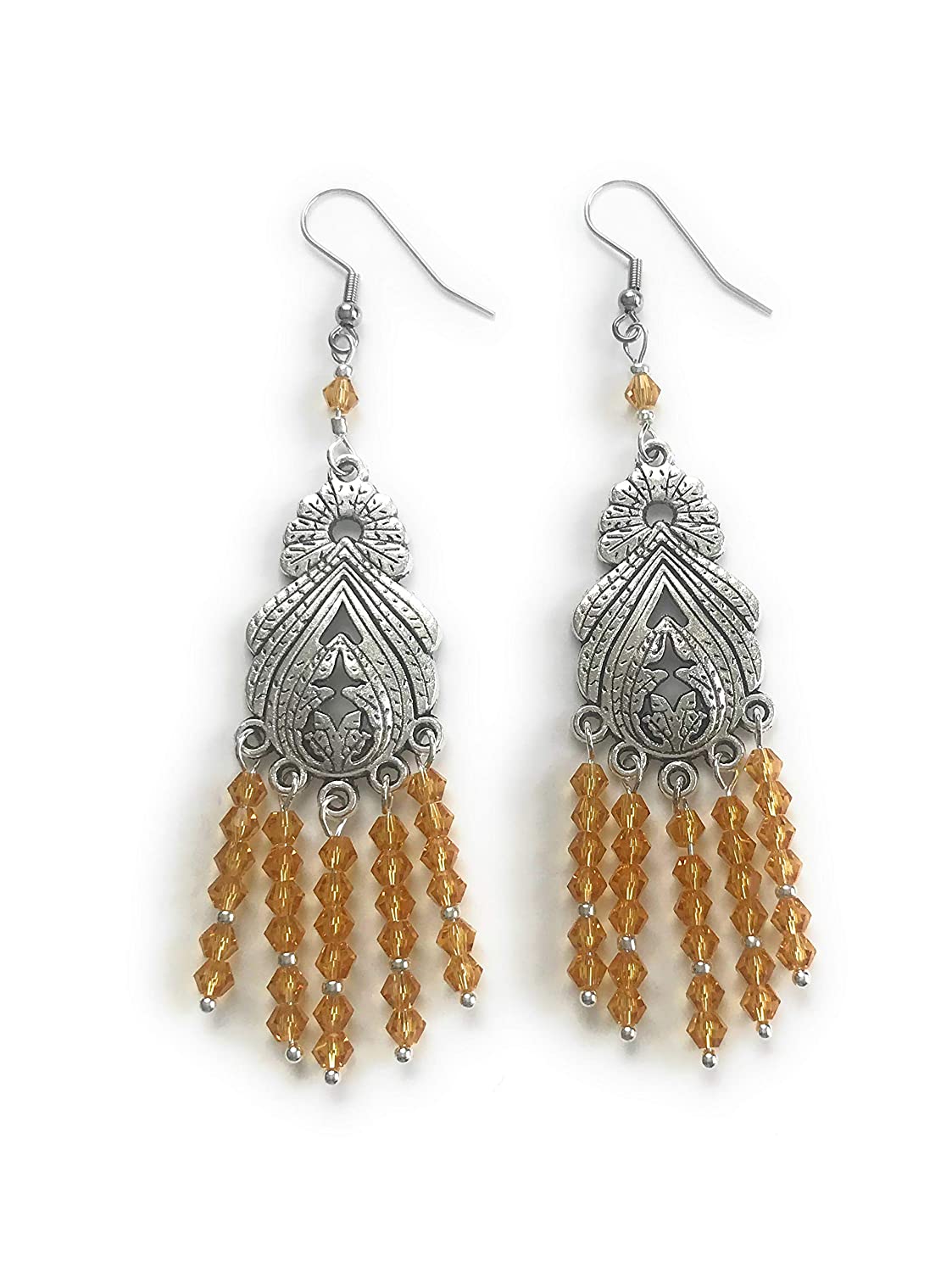 Amber Yellow Chandelier Earrings at Scott D Jewelry Designs
