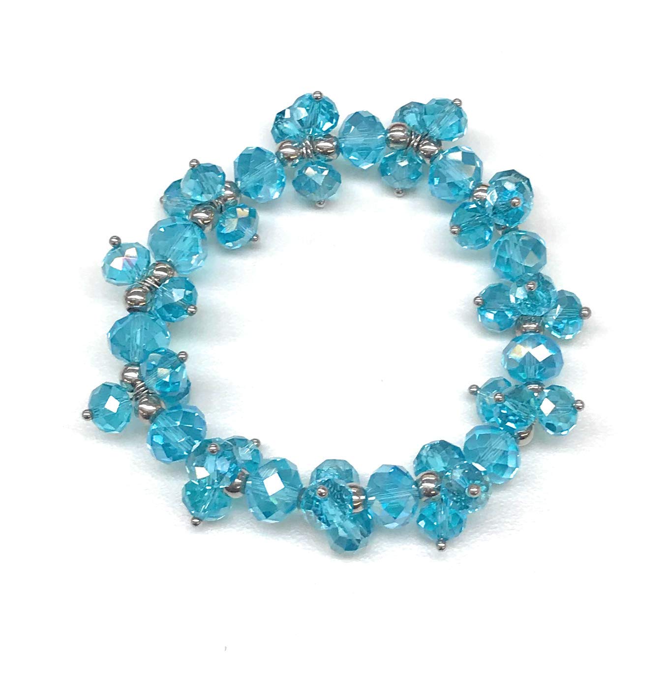 Aqua Blue Beaded Cluster Bracelet by Scott D Jewelry Designs