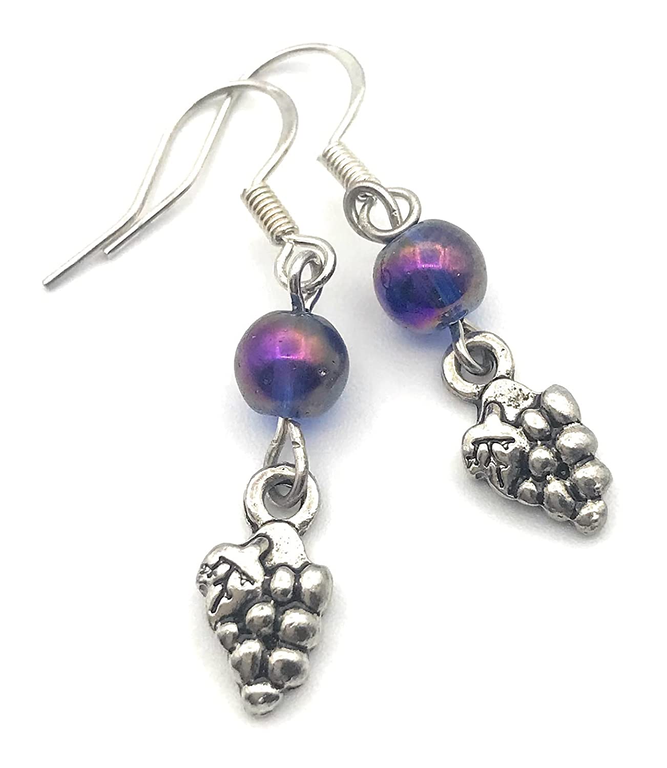 Bunch of Grapes Charm Purple Beaded Earrings from Scott D Jewelry