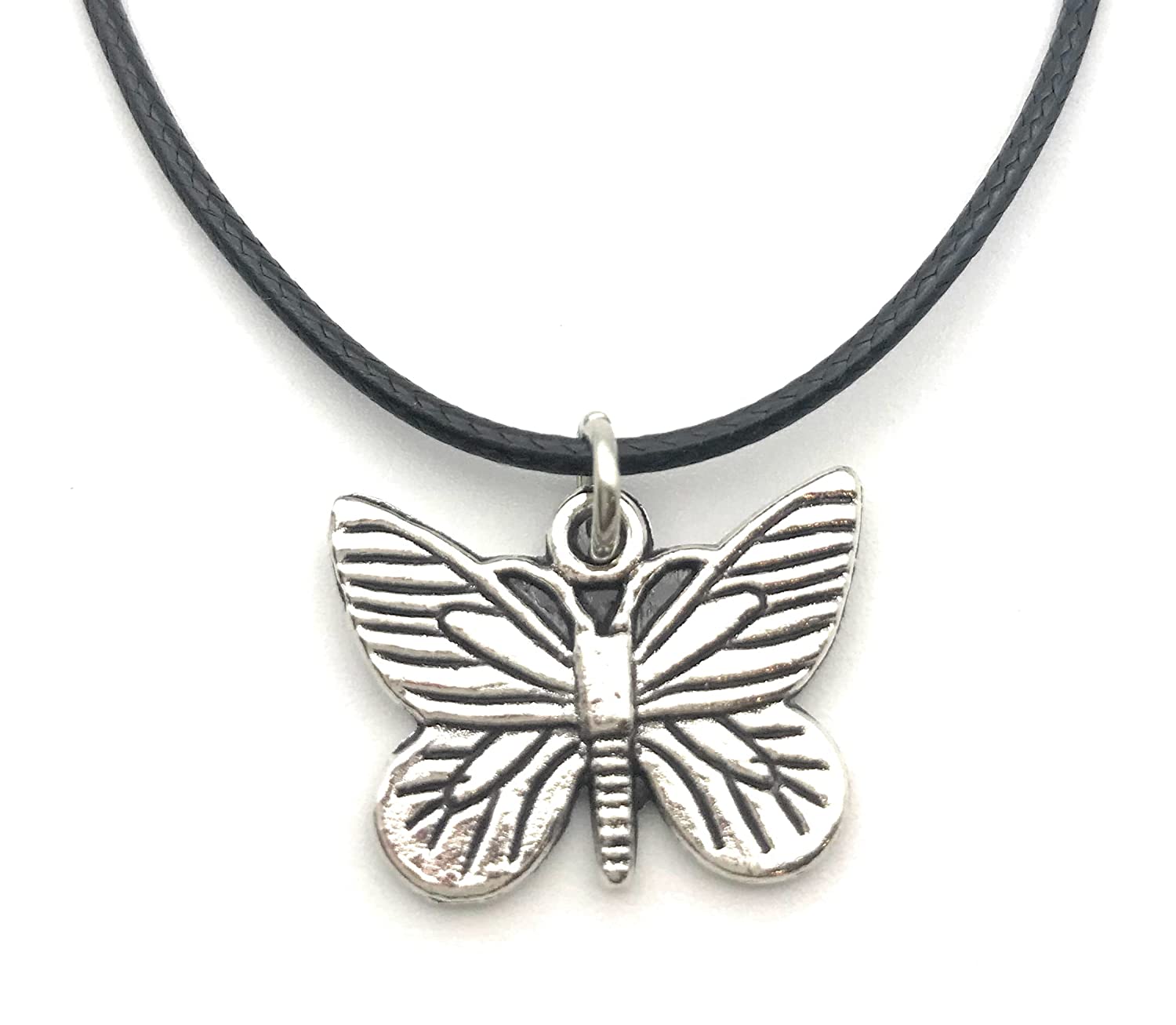 Black Diamond Accented Silver Butterfly Pendant | Oster & Blom