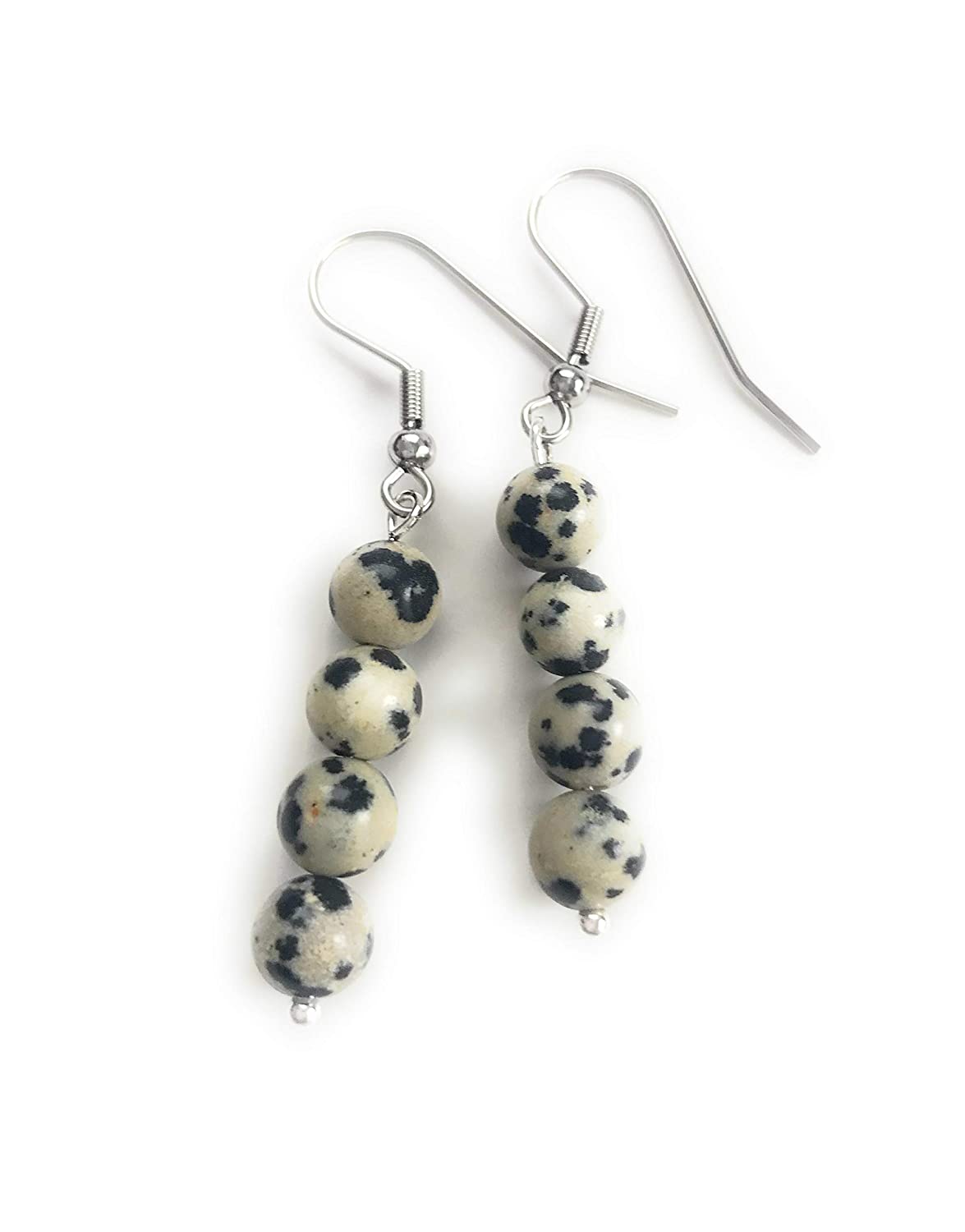 Dalmatian Gemstone Beaded Dangle Earrings from Scott D Jewelry Designs