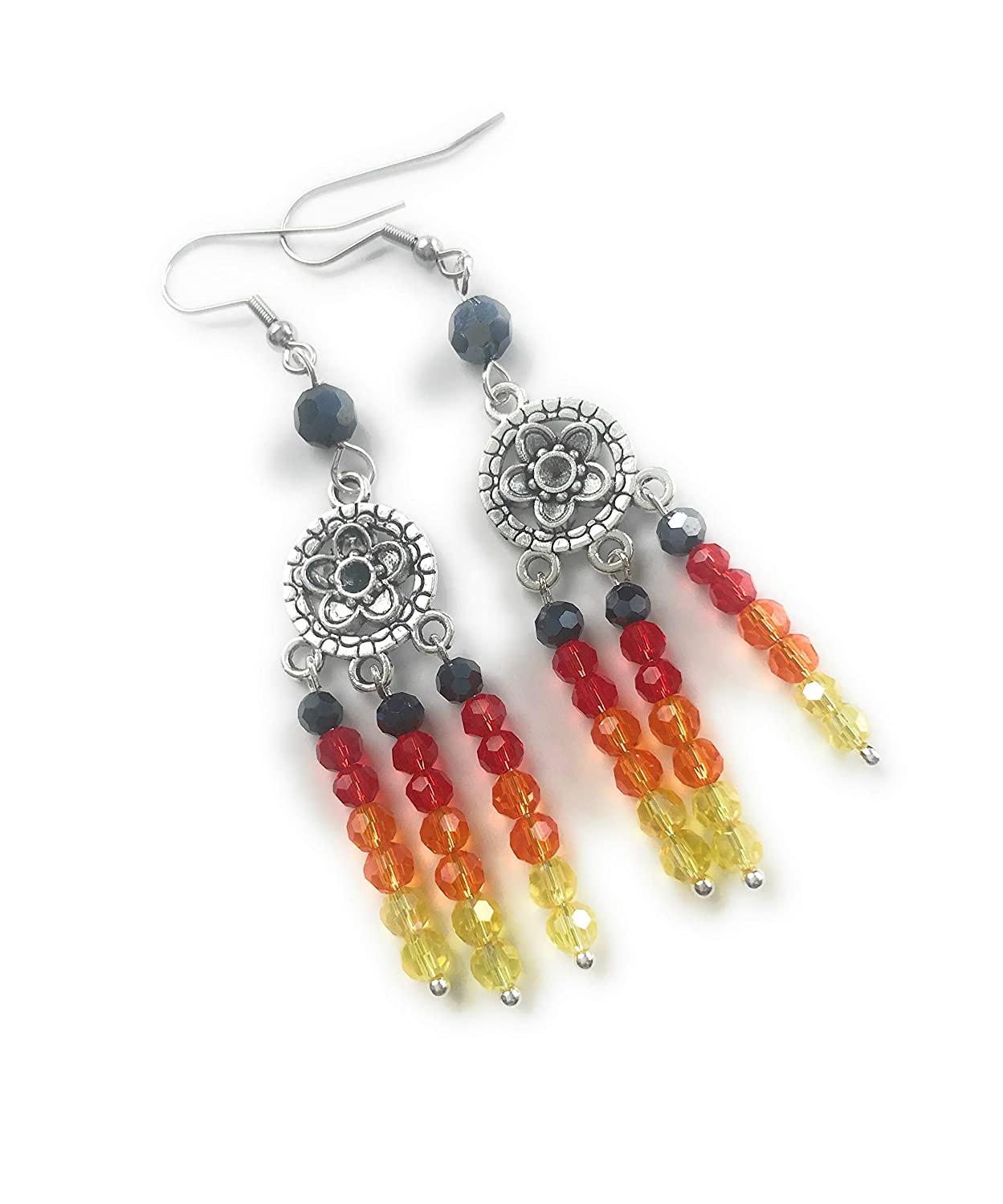 Fire Color Crystal Beaded Chandelier Earrings from Scott D Jewelry Designs