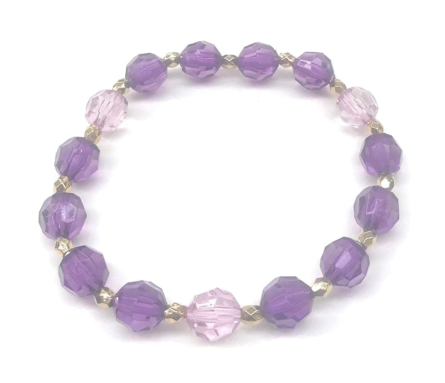 Shades of Purple Beaded Stretch Bracelet Top View from Scott D Jewelry Designs