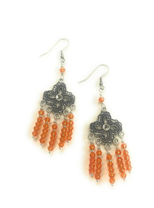 Orange Beaded Chandelier Earrings from Scott D Jewelry Designs
