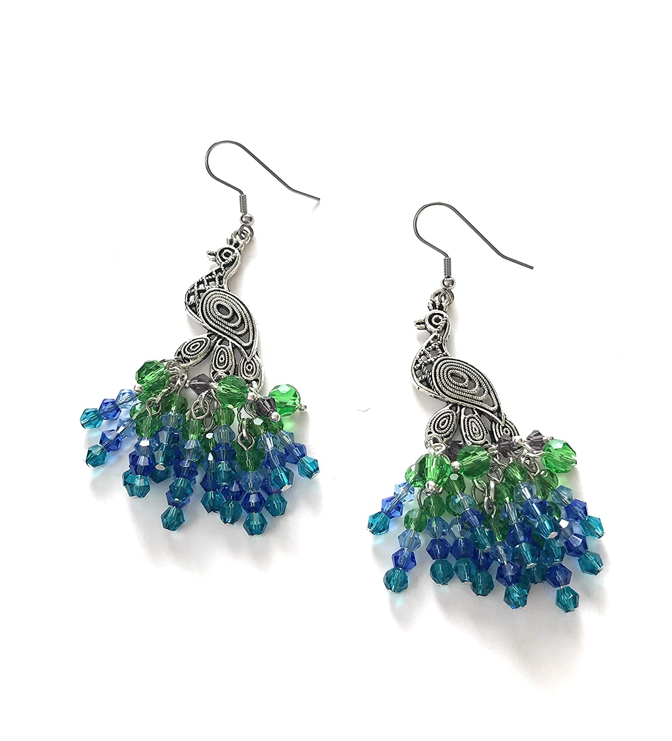 Peacock Chandelier Earrings at Scott D Jewelry Designs