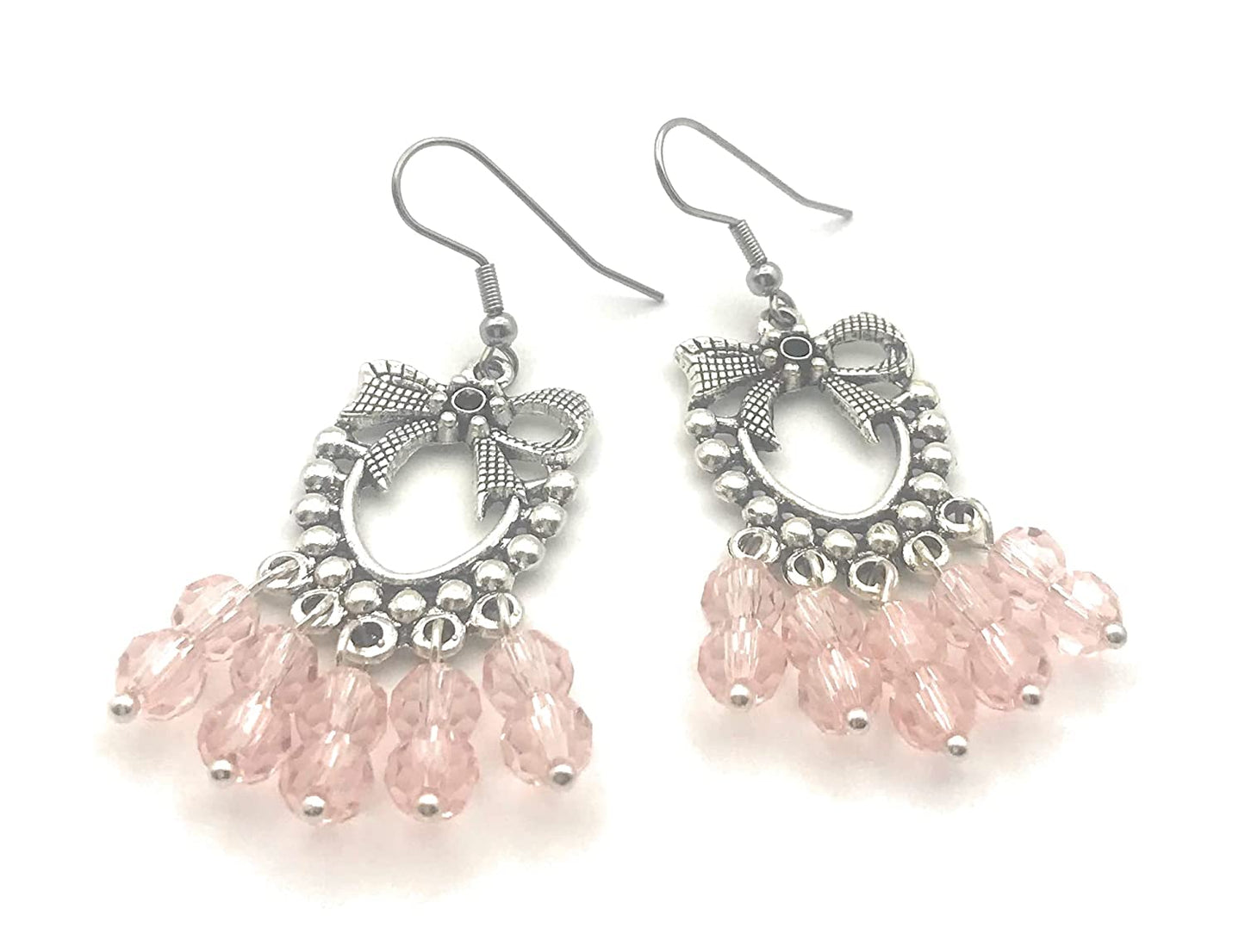 Pink Beaded Chandelier Earrings from Scott D Jewelry Designs