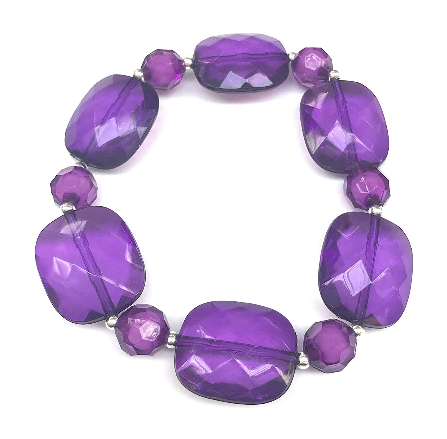 Chunky Purple Beaded Stretch Bracelet Top View by Scott D Jewelry Designs