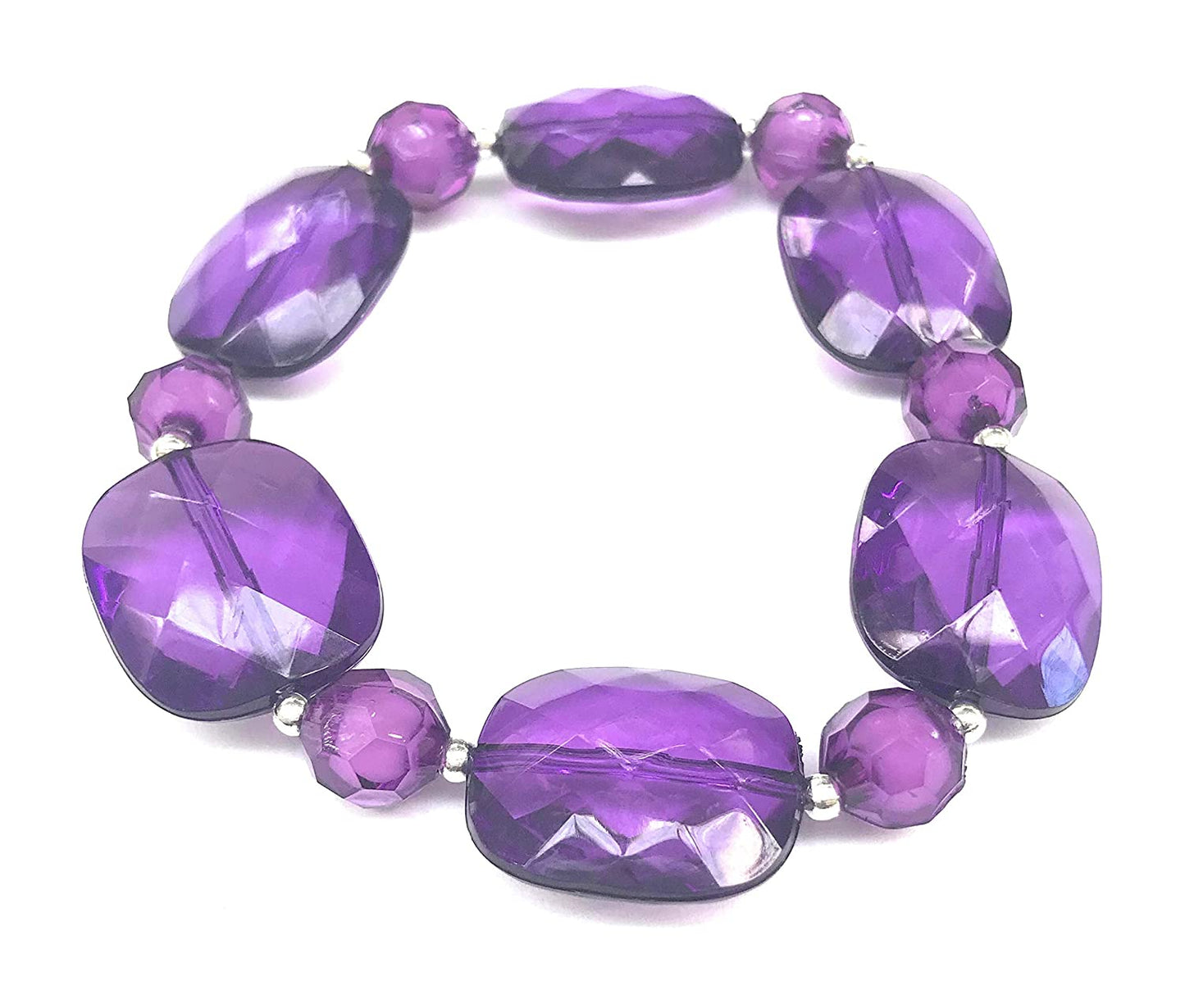 Chunky Purple Beaded Stretch Bracelet by Scott D Jewelry Designs