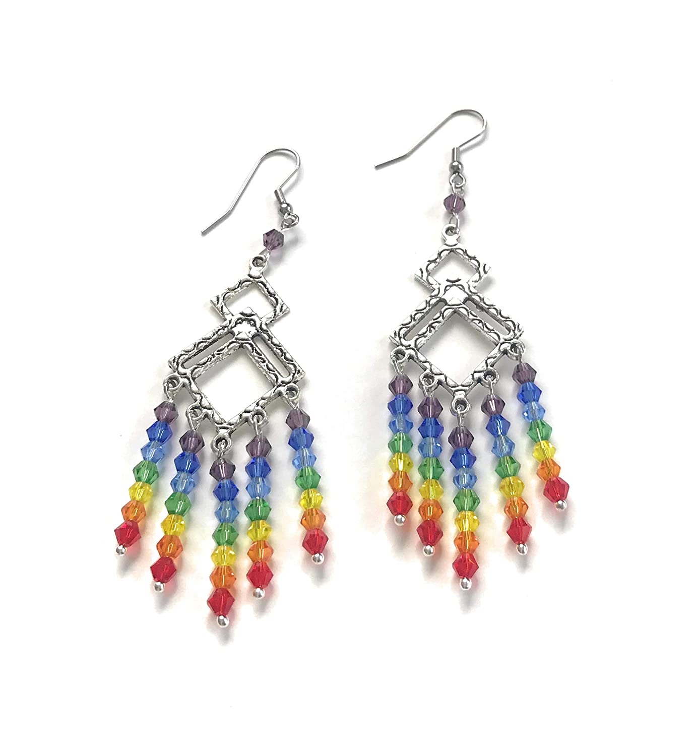 Rainbow Beaded Earrings