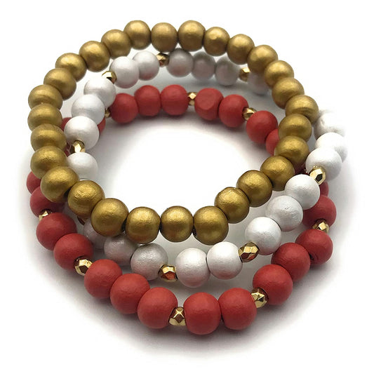 Set of 3 Wood Bead Stretch Bracelets from Scott D Jewelry Designs