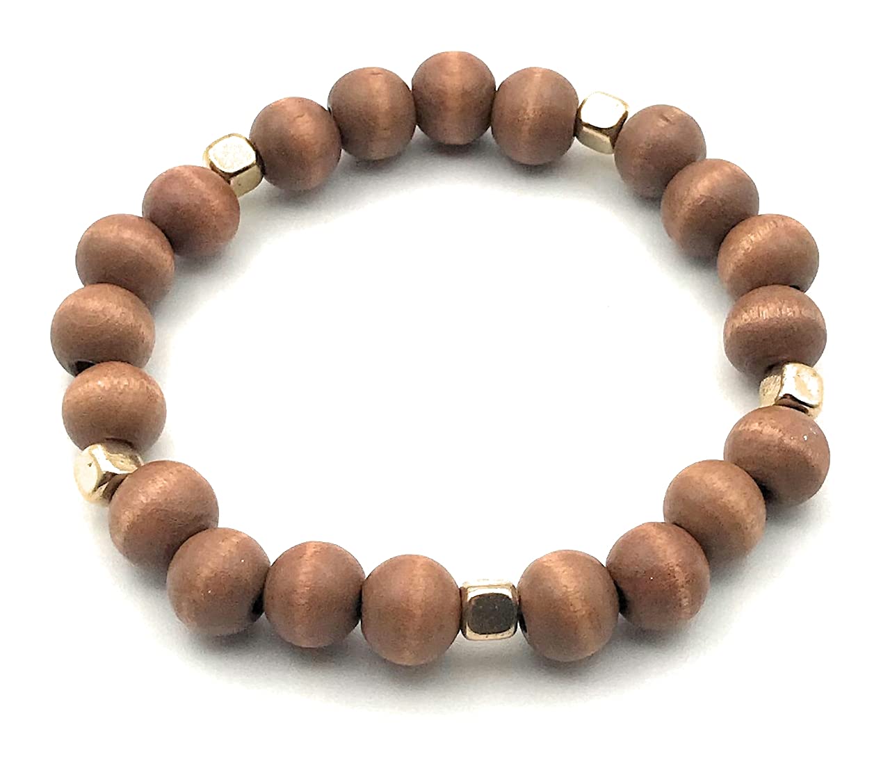 Brown and Gold Color Wooden Stretch Bracelet from Scott D Jewelry Designs