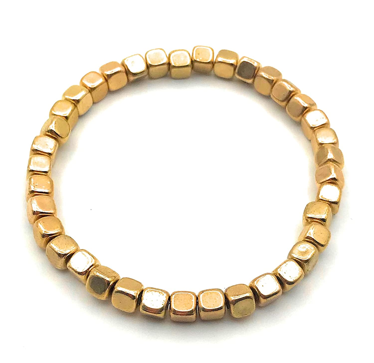 Gold Color Wooden Stretch Bracelet from Scott D Jewelry Designs