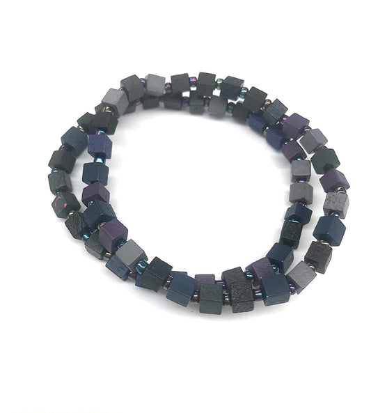 Set of Multi Color Square Wooden Beaded Stretch Bracelets from Scott D Jewelry Designs