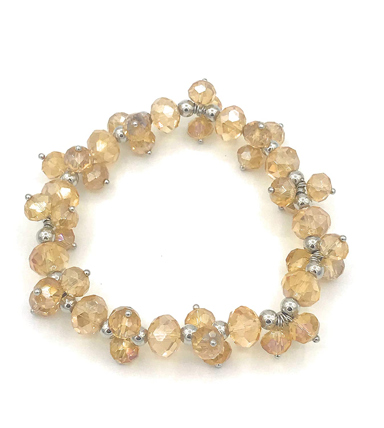 Topaz Yellow Beaded Cluster Stretch Bracelet from Scott D Jewelry Designs