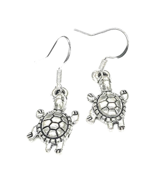 Small Turtle Charm Dangle Earrings from Scott D Jewelry Designs