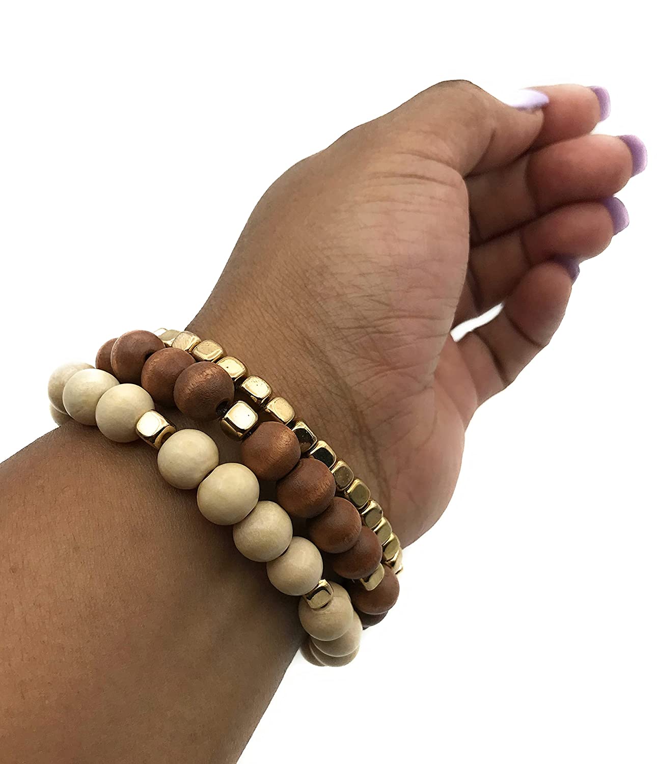 Gold and Wooden Bead Bracelets – Scott D Jewelry Designs