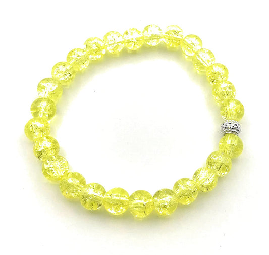 Yellow Crackle Beaded Stretch Bracelet with Sparkle Beaded Accent from Scott D Jewelry