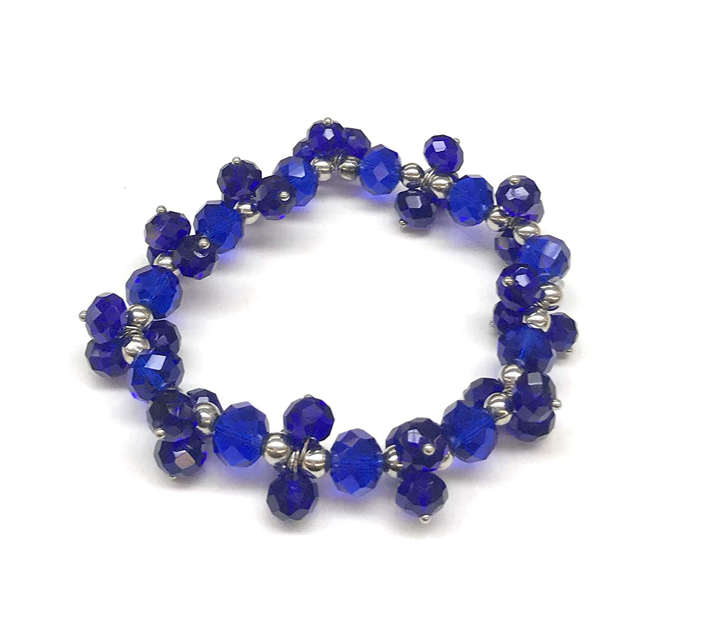 Cobalt Blue Beaded Cluster Stretch Bracelet from Scott D Jewelry Designs