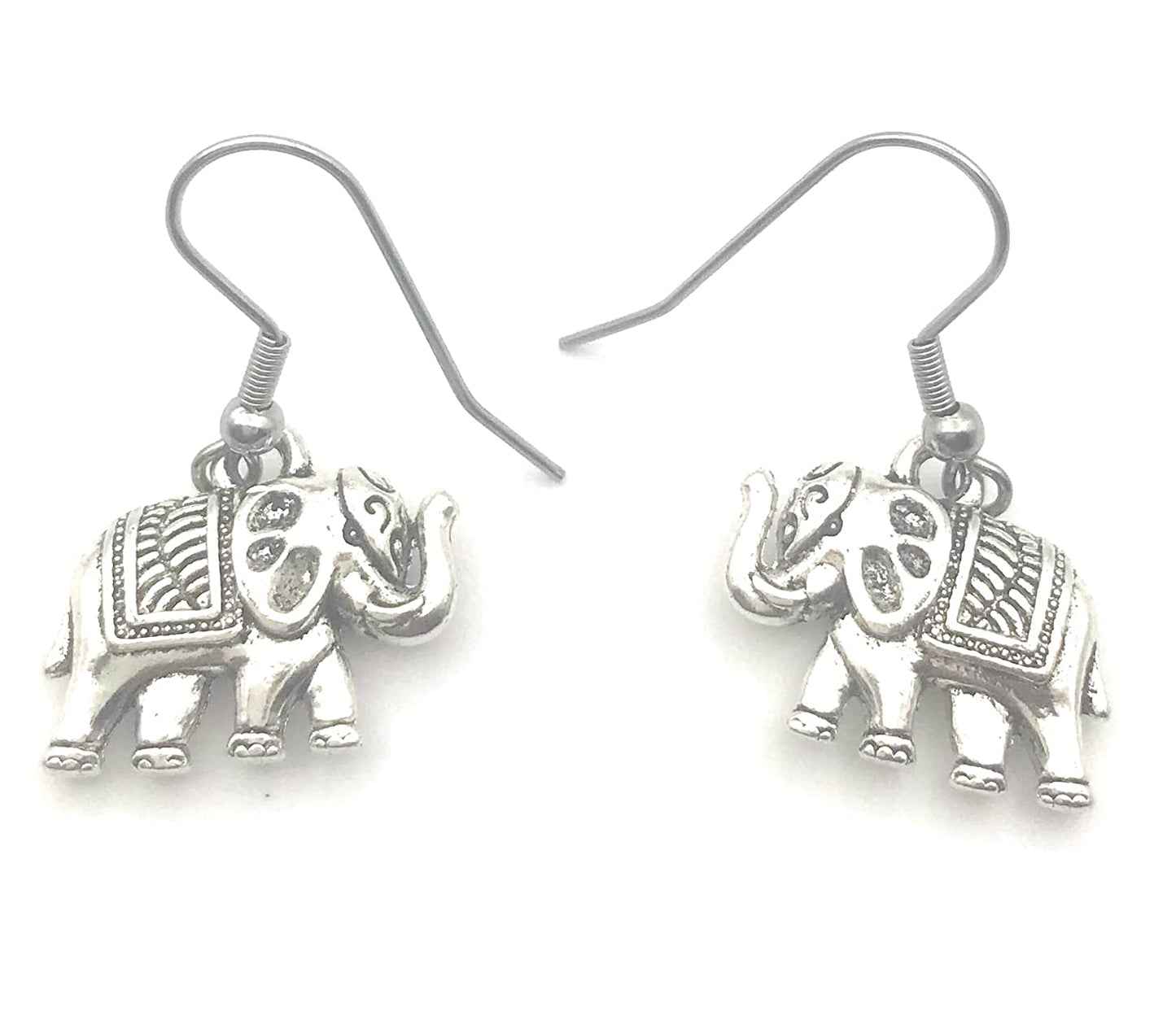 Elephant Charm Dangle Earrings Side by Side View from Scott D Jewelry Designs