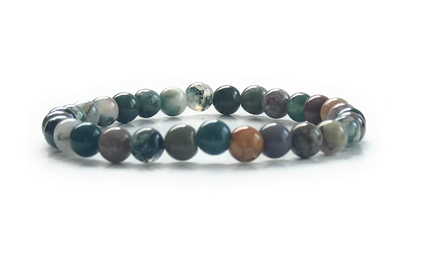 Multi Color Agate Gemstone Beaded Stretch Bracelet Side View from Scott D Jewelry Designs