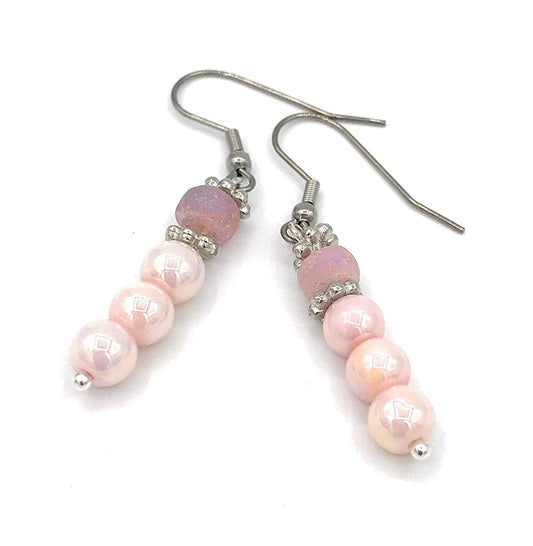 Pink Dangle Beaded Earrings from Scott D Jewelry Designs
