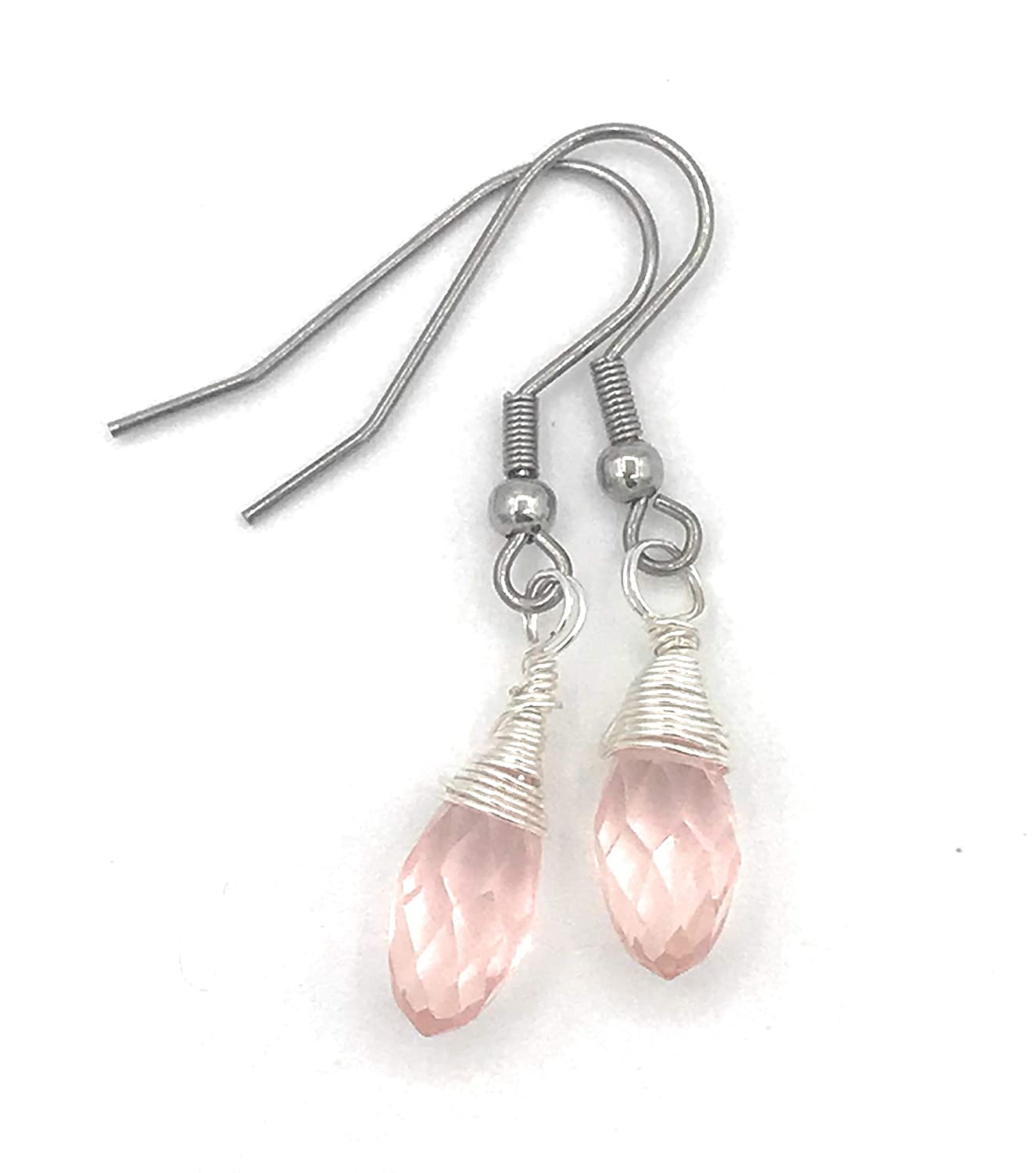 Pink Crystal Dangle Beaded Earrings from Scott D Jewelry Designs