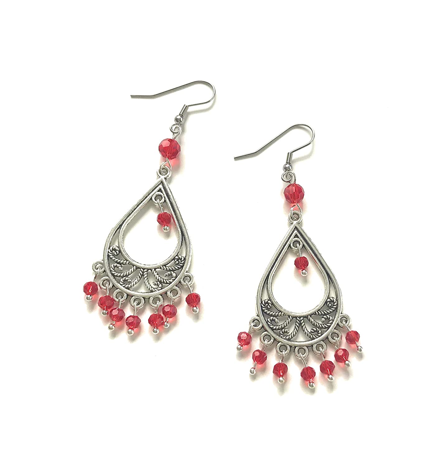 Red chandelier sale earrings