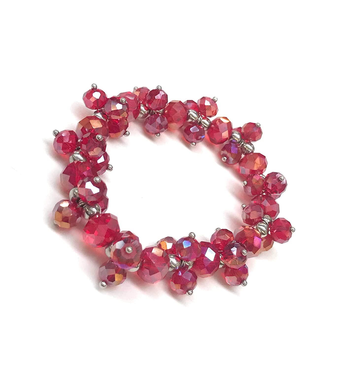 Red Beaded Cluster Stretch Bracelet from Scott D Jewelry Designs