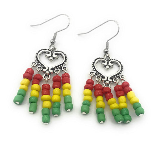 Rasta earrings in red yellow and green from Scott D Jewelry Designs