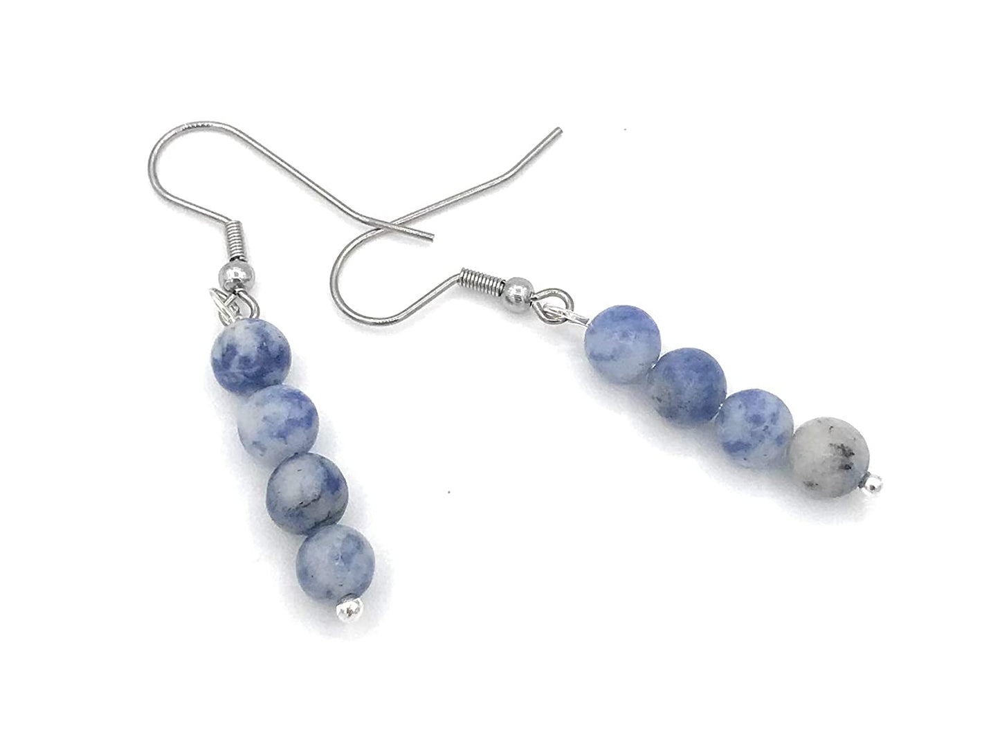 Sodalite Gemstone Beaded Dangle Earrings Side View from Scott D Jewelry Designs