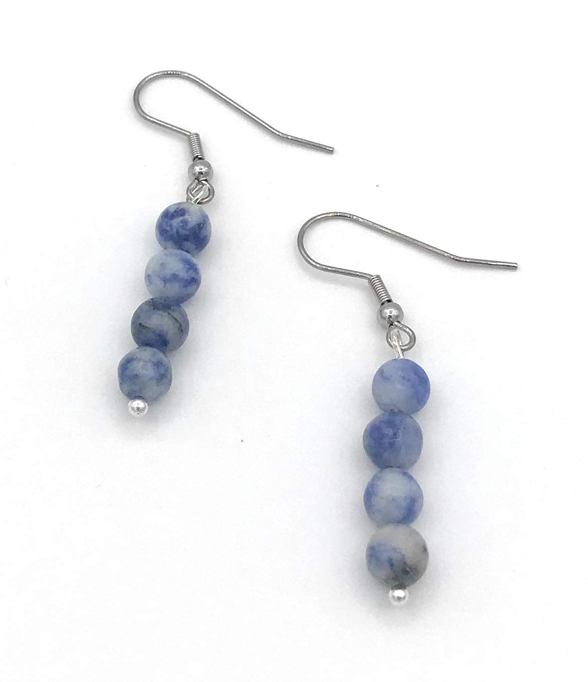 Sodalite Gemstone Beaded Dangle Earrings Side by Side from Scott D Jewelry Designs