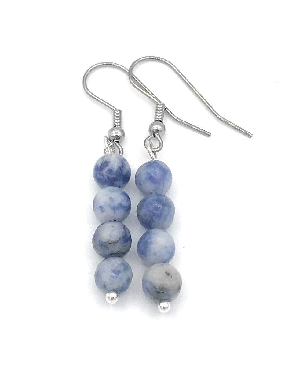 Sodalite Gemstone Beaded Dangle Earrings from Scott D Jewelry Designs