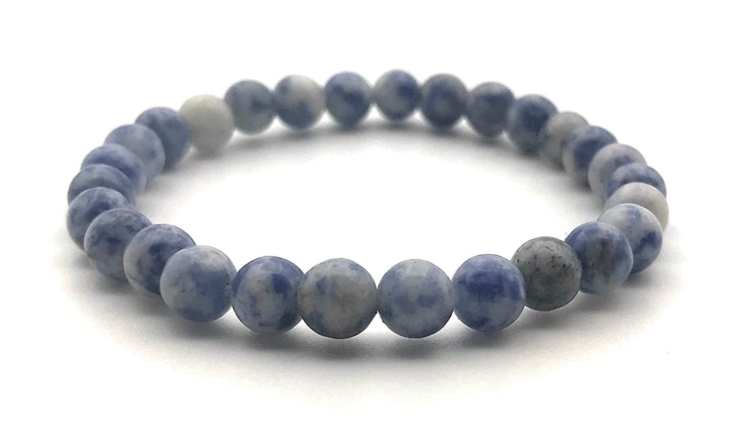 Sodalite Gemstone Beaded Stretch Bracelet Top View from Scott D Jewelry Designs