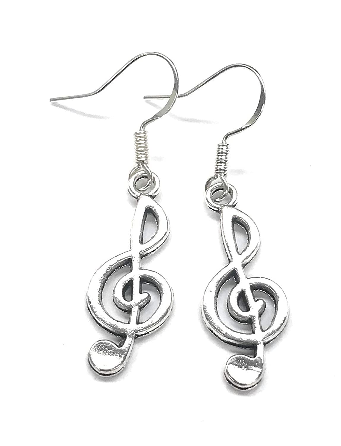 Treble Clef Charm Dangle Earrings from Scott D Jewelry Designs