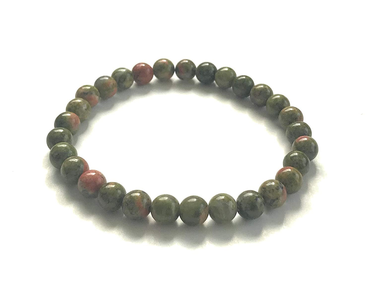 Unakite Gemstone Beaded Stretch Bracelet Top View from Scott D Jewelry Designs